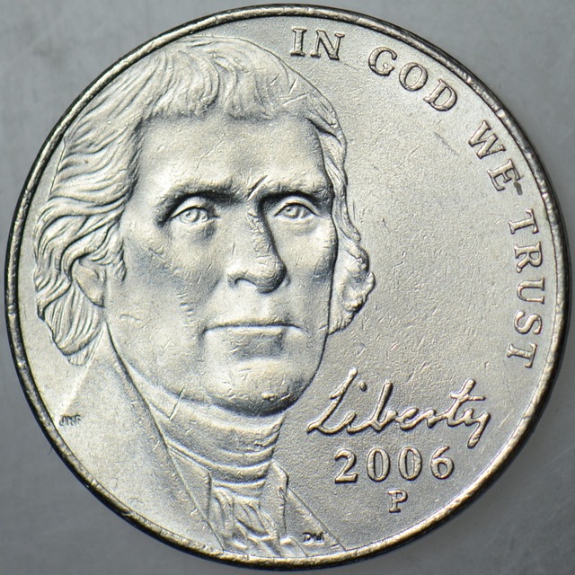 Amerika 5 Cent 2006 P. Jefferson Nıckel. Çilaltı.