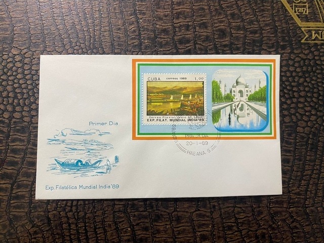 Cuba / Küba 1989 İlk Gün Zarfı Exp. Filatelica Mundial İndia '89 Teşhir Ürün
