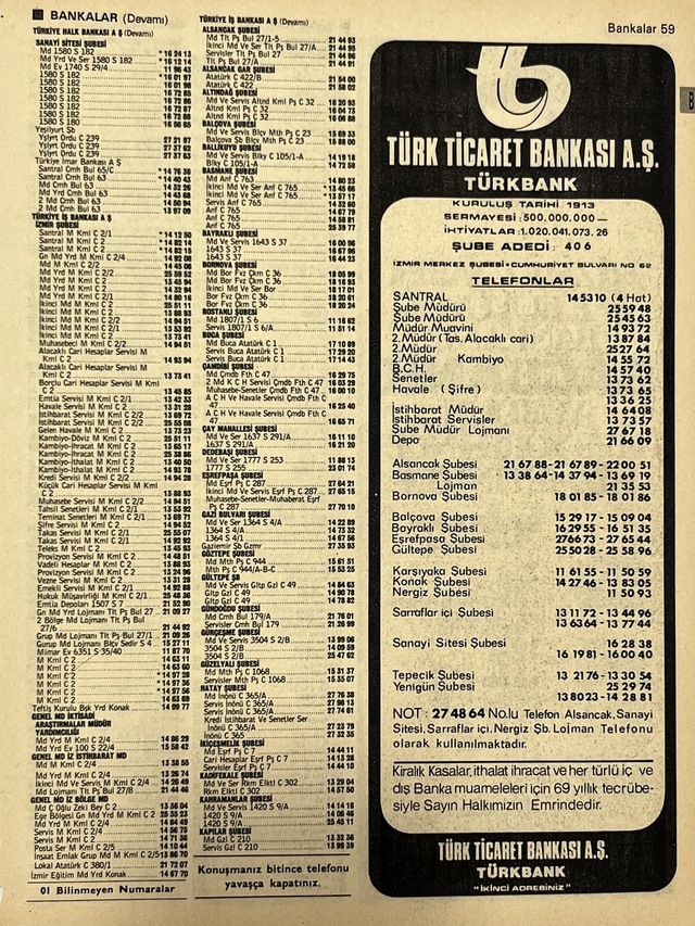İzmir 1982-1983 Meslek Reklam İlanı Efemera S59 Teşhir Ürün