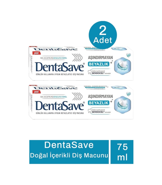 Dentasave Aşındırmayan Beyazlık Diş Macunu 2 x 75 ML
