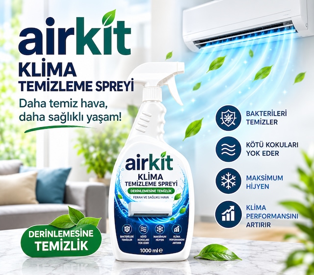 Klima Temizleme Spreyi 1000 Ml 1 Litre Derinlemesine Temizlik Ferah Koku Klima Bakımı
