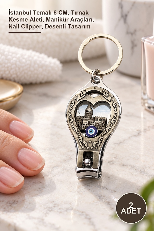 2 Adet Tırnak Makası İstanbul Temalı 6 Cm, Tırnak Kesme Aleti, Manikür Araçları, Nail Clipper, Desenli Tasarım