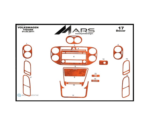 Volkswagen Tiguan Torpido Kaplama 2007-2010 20 Parça Maun