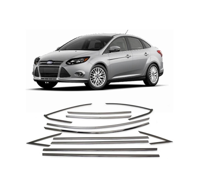 Ford Focus 3 Sedan 12 Parça Paslanmaz Çelik Krom Cam Çıta Seti