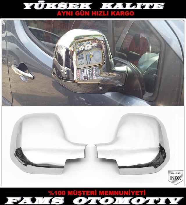 Peugeot Partner Tepee Paslanmaz Krom Ayna Kapağı 2 Prç 2008-2012