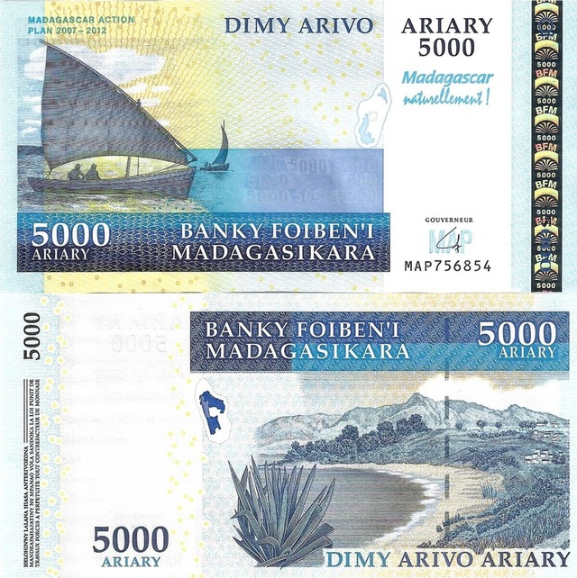 Madagaskar Hatıra 5000 Ariary Yabancı Kağıt Para Çil Unc Koleksiyon Para