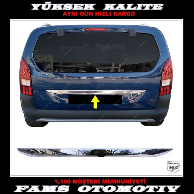 Peugeot Rifter Krom Bagaj Çıtası 2018 Ve Üzeri Paslanmaz Çelik