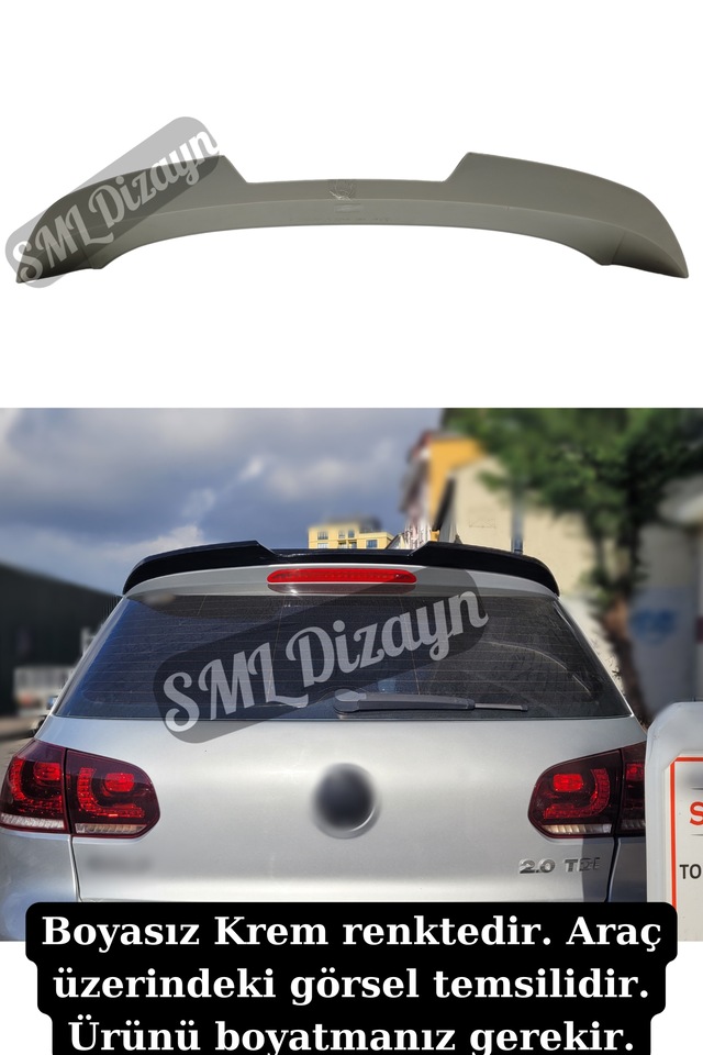 Golf 6 Spoiler Bagaj Üstü Tavan Yarasa Spoyler Boyasız 2008-2012