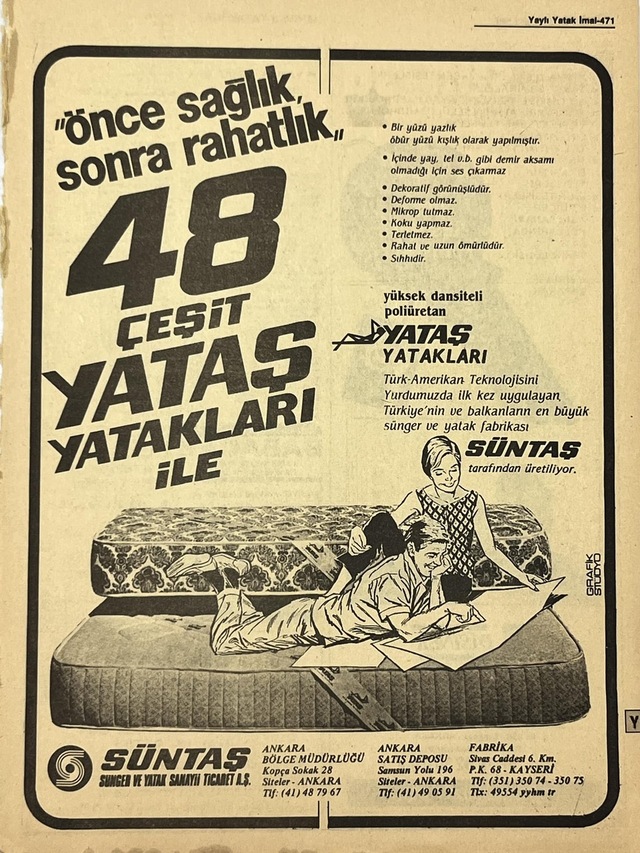 Ankara 1986 Meslek Reklam İlanı Efemera S471 Teşhir Ürün