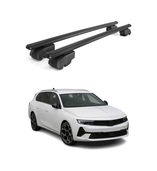 Opel Astra L Sports Tourer 2021-2027 Arası Uyumlu Port Bagaj Taşıyıcı Ara Atkı Alüminyum Siyah 2 Parça