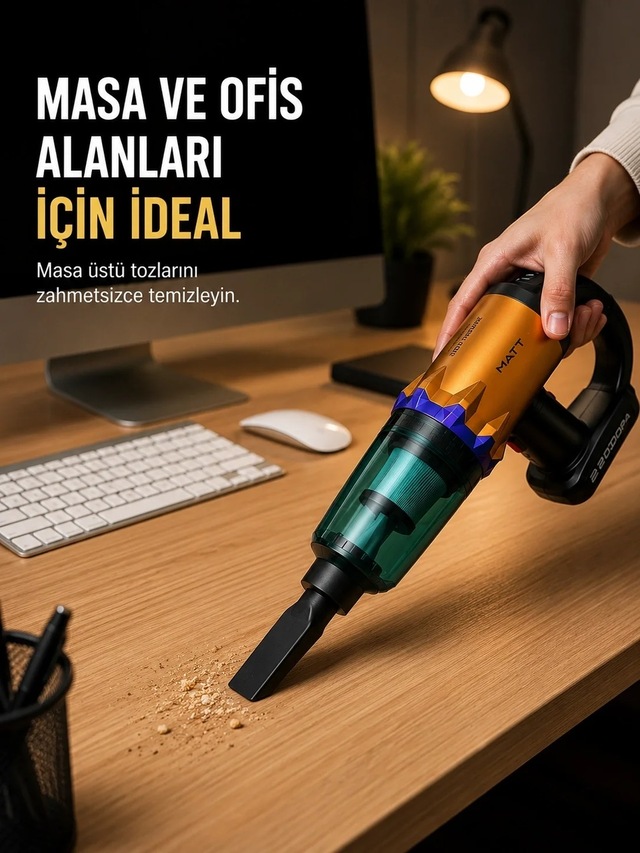 Ers Kablosuz Araç Süpürgesi Yıkanabilir Filtreli Taşınabilir El Tipi Süpürge