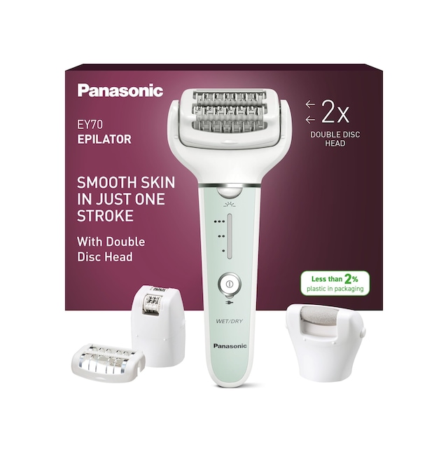 Kadınlar İçin Panasonic Es-ey70 Islak/kuru Epilatör, 60 Cımbızlı Çift Disk, 90 Dönebilen Başlık, 3 Hız Ve Led Işık, 30 Dk. Operasyon, Kablosuz, Epilasyon, Ayak Bakım Başlığı.
