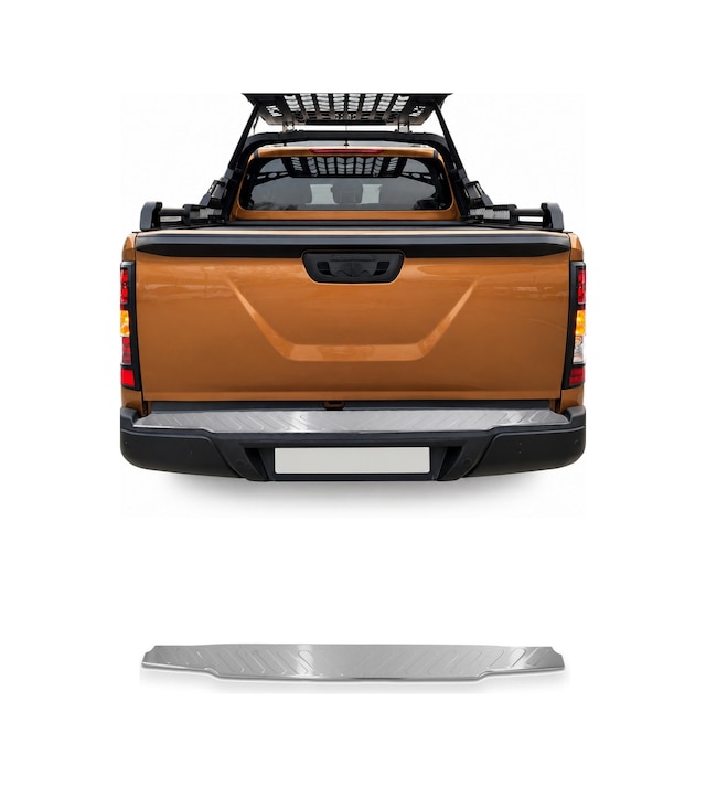 Nissan Navara Iıı D23 2014-2021 Uyumlu Krom Arka Tampon Eşiği Paslanmaz Çelik Taşlı Mat