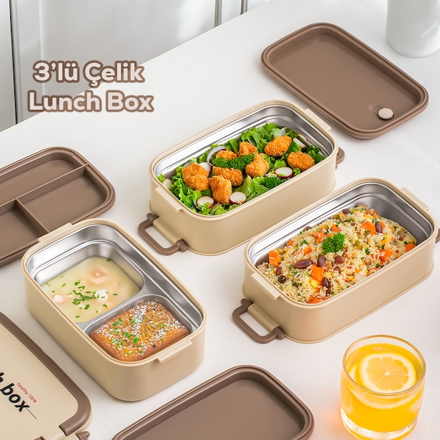 Porsima 1612 3 Katlı 4 Bölmeli Yemek Termosu Luncbox Sefer Tası