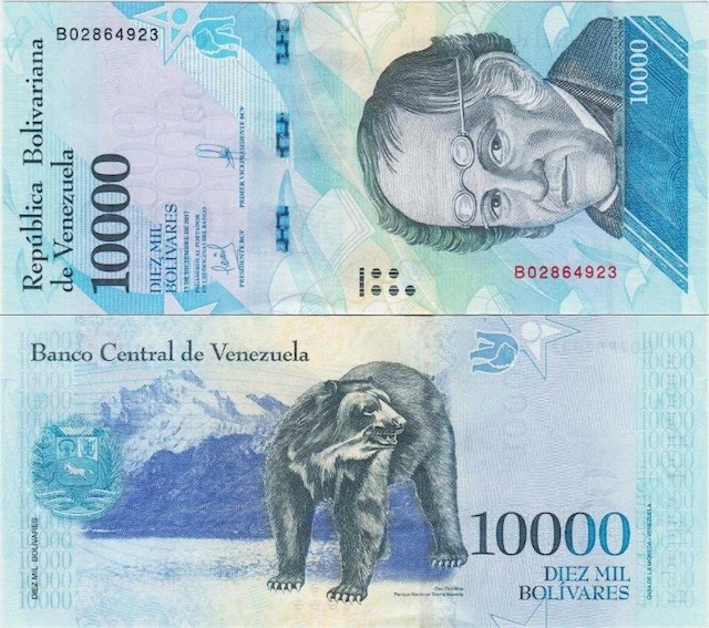 Venezuela 10.000 Bolivar 13 Aralık 2017. Çil Kondisyon.