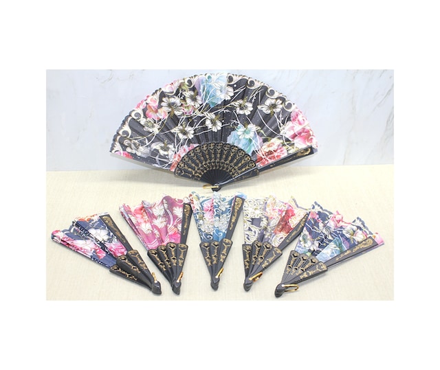 1 Adet Yelpaze Plastik Çiçek Desenli 23 Cm El Yelpazesi Fan Hand Fan Taşınabilir Yazlık Aksesuar