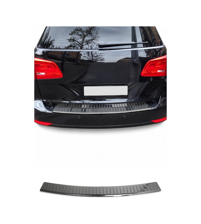 Vw Touran I 2010-2015 Uyumlu Krom Arka Tampon Eşiği Paslanmaz Çelik Siyah