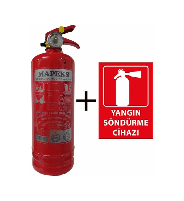 Mapeks Yangın Tüpü 1 KG ve Yangın Tüpü Levhası 2'li Set