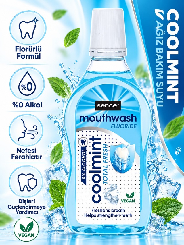 Sence Coolmint Ağız Çalkalama Suyu Florürlü 500ml