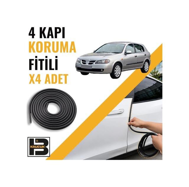 Nissan Almera Hatchback 2000-2006 Kapı Koruma Fitili-4 Kapı-siyah-bm2330