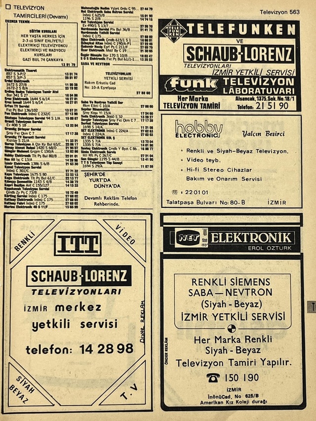 İzmir 1982-1983 Meslek Reklam İlanı Efemera S563 Teşhir Ürün