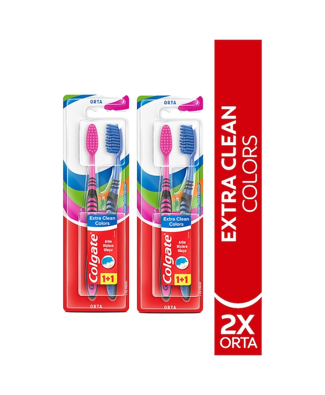 Colgate Extra Clean Dil Temizleyicili Diş Fırçası 2 x 2'li