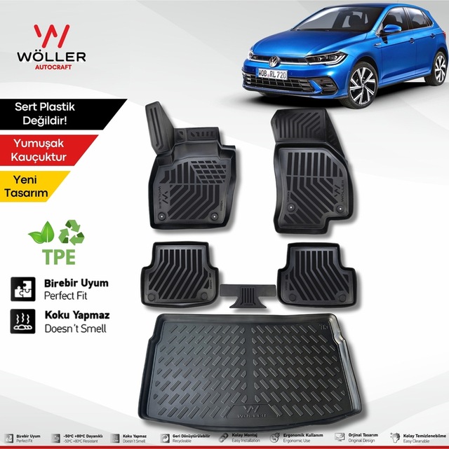 Volkswagen Polo Paspas Bagaj Havuzu Set 2021 Sonrası 3d Ultraflex Set