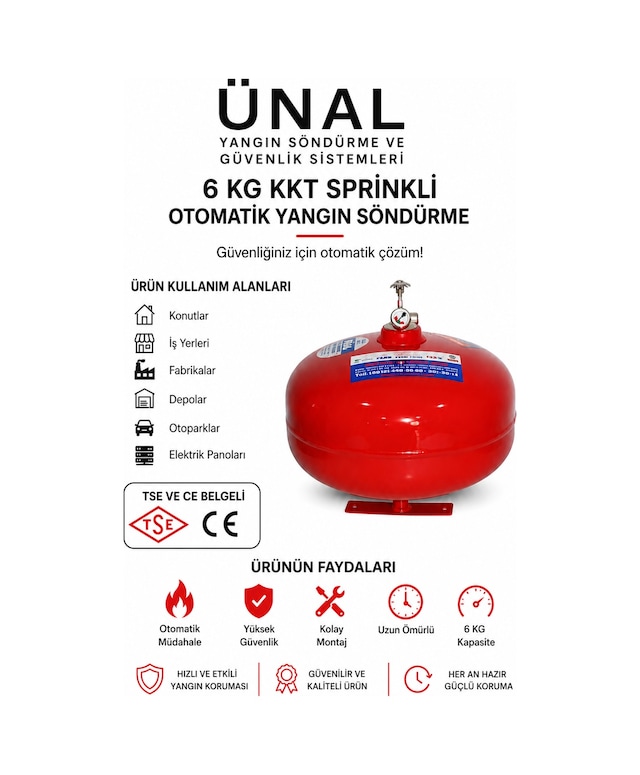 6 Kg Kkt Sprinkli Otomatik Yangın Söndürme Sistemi Tse Ce Belgeli Tavan Tipi Yangın