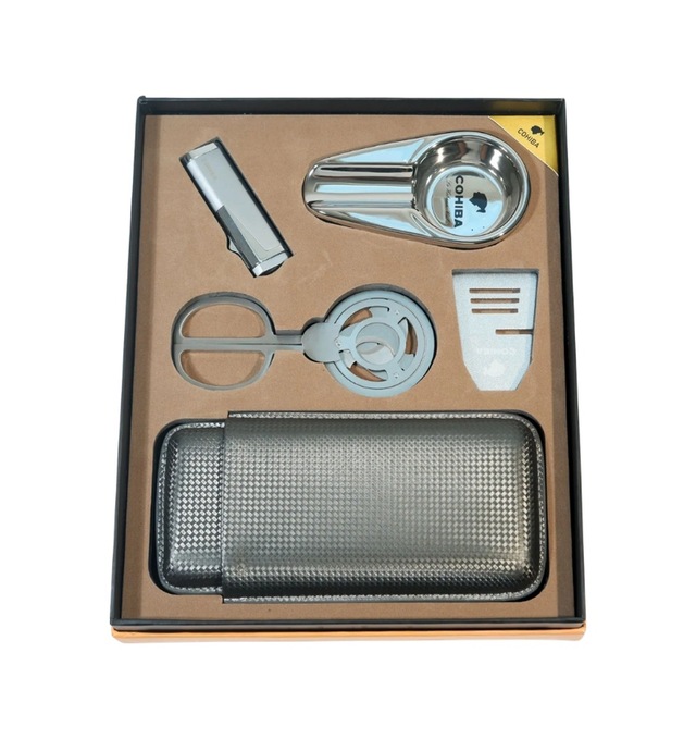 Cohiba 3 Torch Çakmak Makas Sehpa Küllük Kılıf Beşli Puro Seti Tr9868