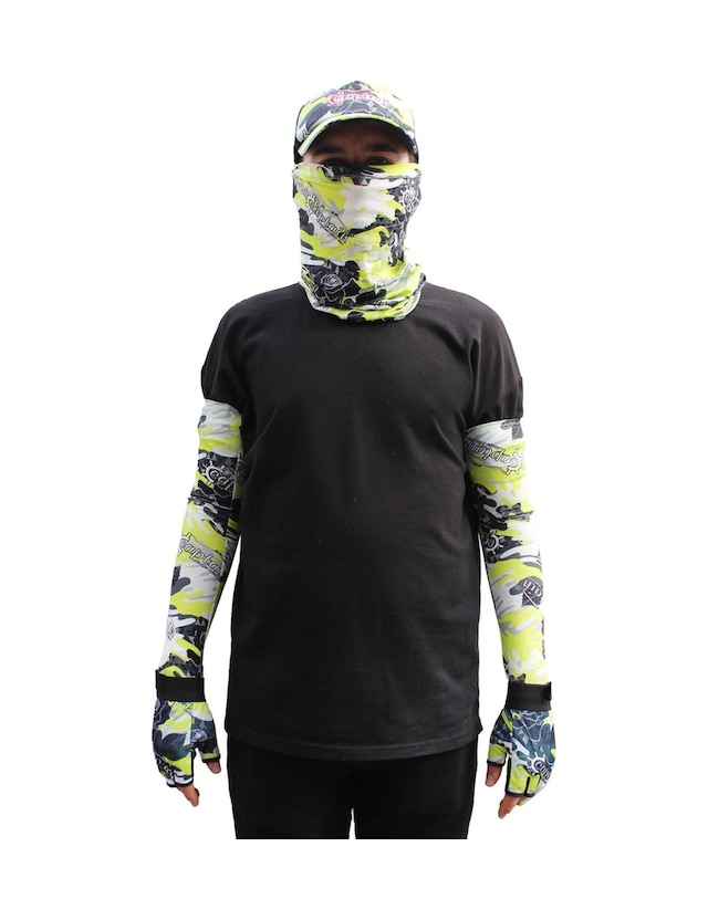 Captain Fisherman Style Set Cap+eldiven+kolluk+buff Camo Green Yeşil