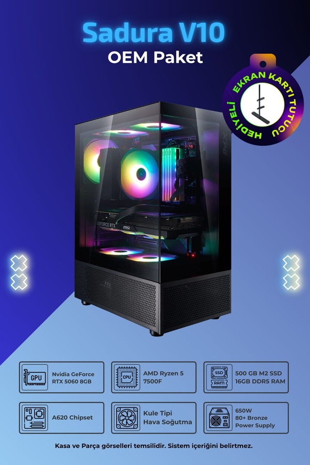İnce Hesap IH Sadura V10 Ryzen 5 7500F RTX 5060 16GB RAM 500GB SSD