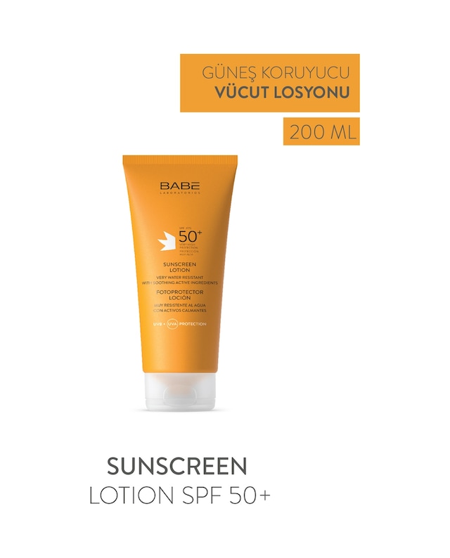 Babe Sunscreen Lotion Yüksek Korumalı Vücut Güneş Losyonu SPF50+ 200 ML
