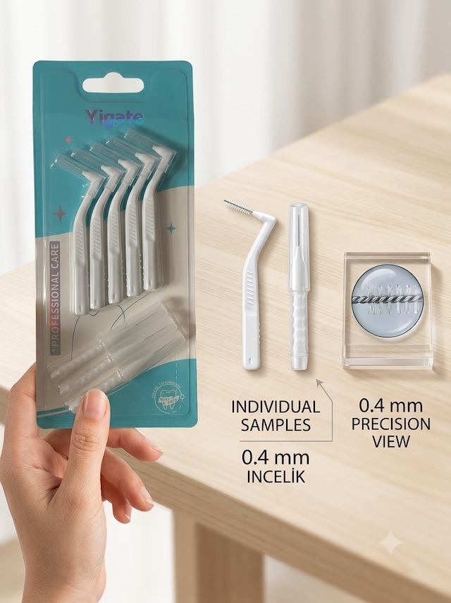 Hannah L Tipi Arayüz Fırçası 5'li Set Diş Teli Ve Protez İçin Profesyonel Ağız Bakım Fırçası,kapaklı, Ergonomik Saplı Diş Arası Temizleyici