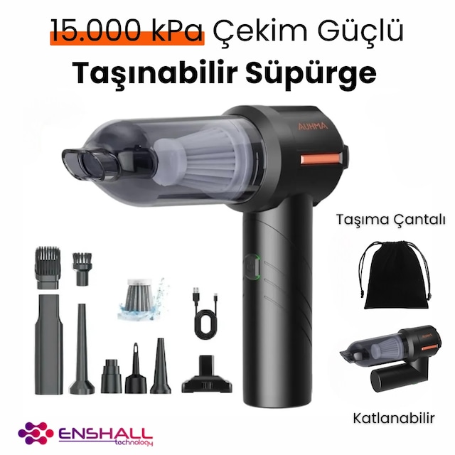 Enshall06s Şarjlı 3 Kademeli 2n1 Ultra Çekim Güçlü Araç Süpürgesi