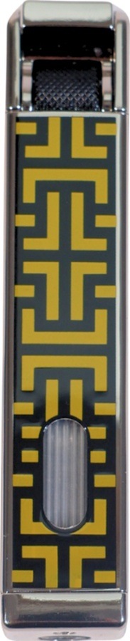 Parmida Tek Torch Pürmüz Siyah-sarı Desenli Metal Puro Çakmağı - Tr9224