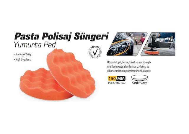 Meşem Pasta Cila Polisaj Süngeri Yumurta Ped 14 Bağlantılı 150 Mm