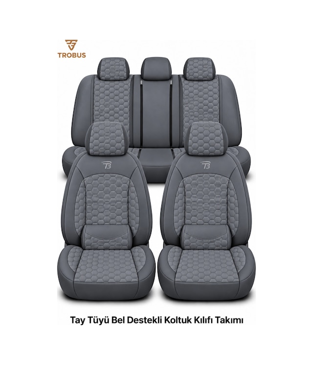 Renault Laguna 2001-2015 Uyumlu Altay Bel Destekli Tay Tüyü Oto Koltuk Kılıfı Füme