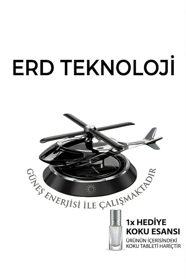 Güneş Enerjili Helikopter Araba Kokusu-kokusu Araba Süsü Gümüş Siyah