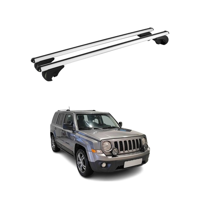 Jeep Patriot 2007-2016 Arası Uyumlu Port Bagaj Taşıyıcı Ara Atkı Alüminyum Gümüş 2 Parça