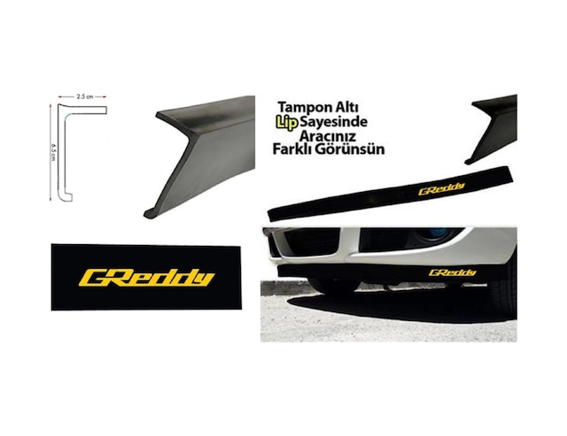Pvc Kauçuk Her Araca Uygun Greddy Tampon Altı Lip Sarı