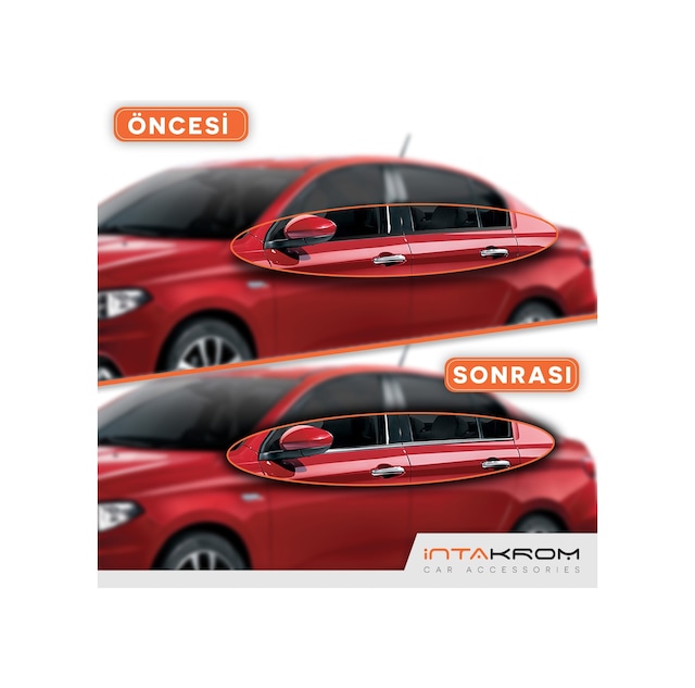 intakrom Fiat Egea Krom Cam Çıtası 4 Parça 2015 ve Üzeri