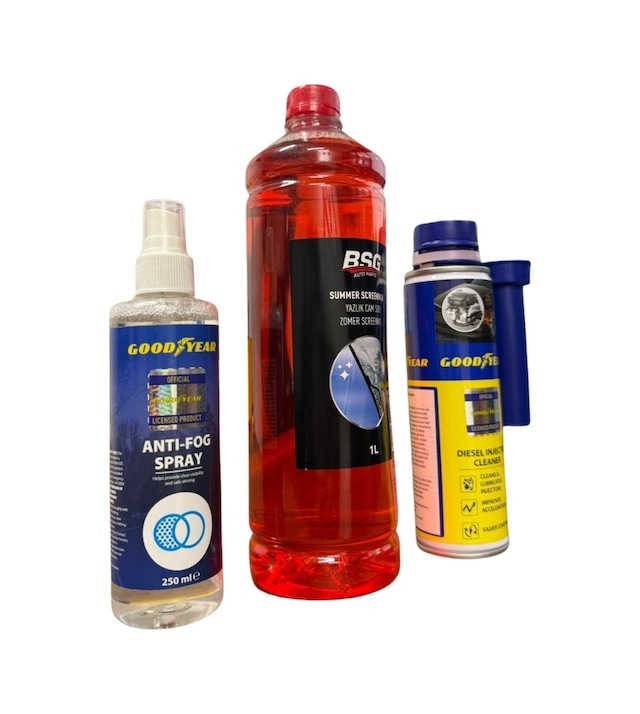 Konsantre Cam Suyu 1 Litre, Dizel Enjektör Temizleyici 300 Ml Ve Buğu Önleyici Sprey Takım Seti