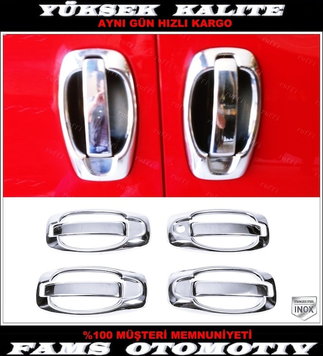Peugeot Bipper Krom Kapı Kolu Çerçeve 4 Kapı 8 Prç. 2008 Üzeri