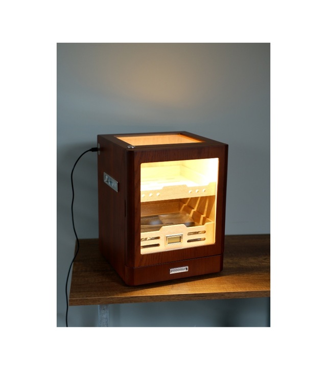 Premiumquality Sucre Aksesuar Çekmeceli İçi Ledli Kahverengi Sedir Humidor Puro Kutusu 00000tr9648