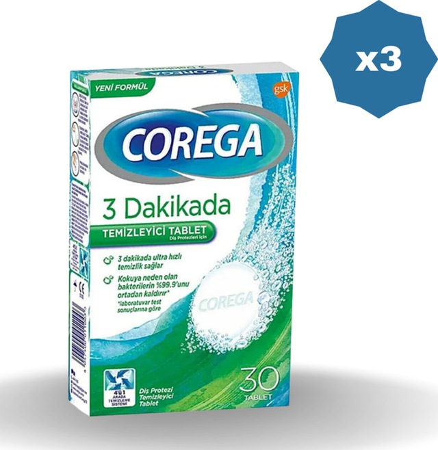 Diş Protez Temizleyici 30'lu Tablet - 3 Adet