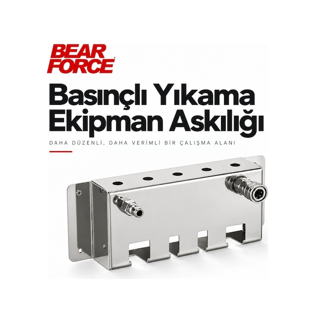 Robeve Bear Force Duvar Tipi Basınçlı Yıkama Ekipman Askısı Metal Detailing Organizeri, Yıkama Tabancası Köpük Aparatı 5 Nozul Ucu Ve Aksesuar Saklama Standı