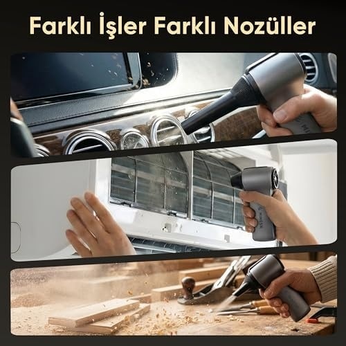 G150 Turbo Jet Fan Hava Üfleyici - Turbo Modda 150 Gram Hava Basıncı - Çok Amaçlı Kullanım Klavye, Ev, Araba Temizliği, Toz Üfleme, - Taşıma Çantalı Ve Ekstra Nozullu