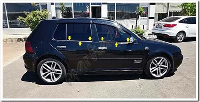 Vw Golf 4 Krom Cam Çıtası 1998-2004 4 Parça Paslanmaz Çelik