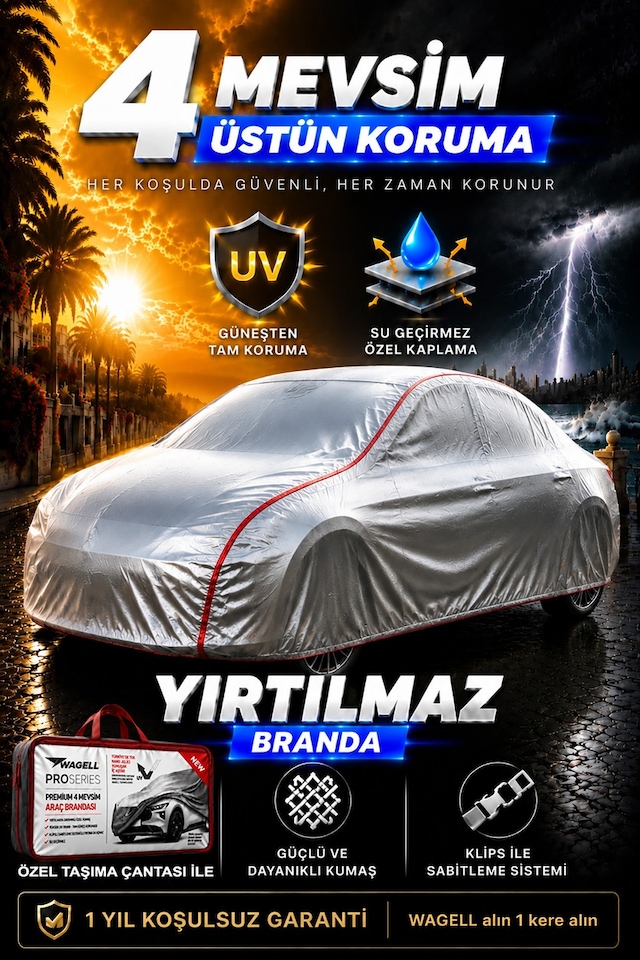 Volkswagen Golf 7 2013-2020 - Pro Seri Klipsli 4 Mevsim Araba Brandası - Oto Çadır Örtü