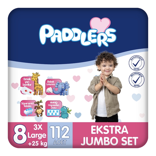 Bebek Bezi 8 Numara (25+Kg) XXX-Large 112 Adet Ekstra Jumbo Set - Yüksek Emicilik